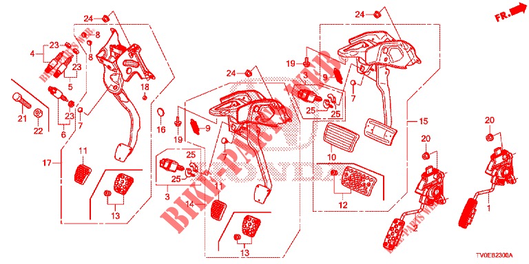 PEDAL (LH) for Honda CIVIC 1.4 EXECUTIVE TUNER LESS 5 Doors 6 speed manual 2014