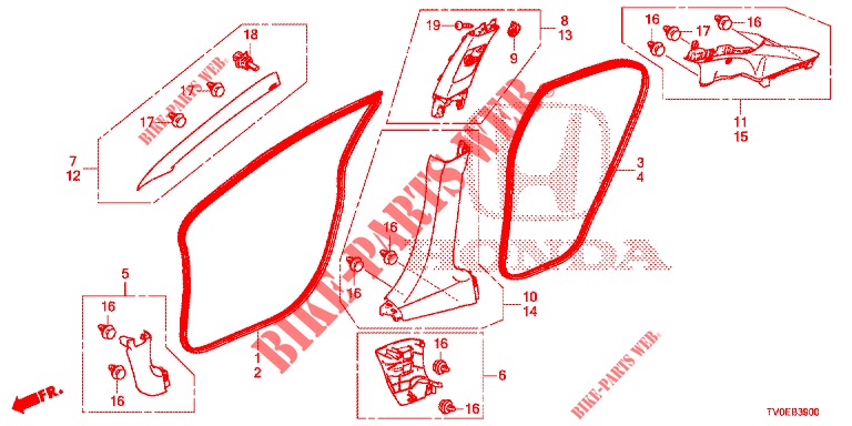 PILLAR GARNISH (LH) for Honda CIVIC 1.4 EXECUTIVE TUNER LESS 5 Doors 6 speed manual 2014