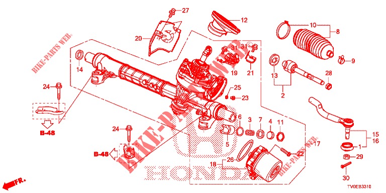 P.S. GEAR BOX (EPS) (LH) for Honda CIVIC 1.4 EXECUTIVE TUNER LESS 5 Doors 6 speed manual 2014