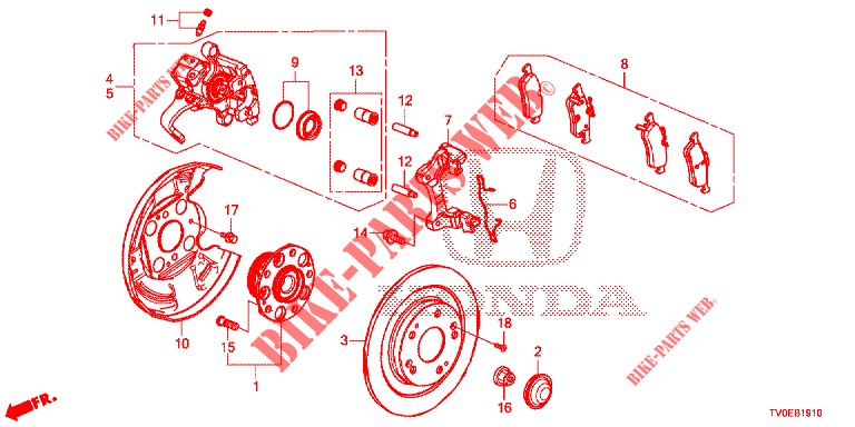 REAR BRAKE DRUM  for Honda CIVIC 1.4 EXECUTIVE TUNER LESS 5 Doors 6 speed manual 2014
