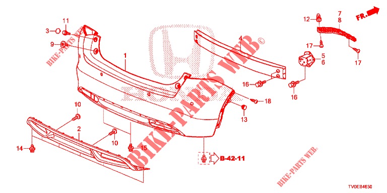 REAR BUMPER  for Honda CIVIC 1.4 EXECUTIVE TUNER LESS 5 Doors 6 speed manual 2014