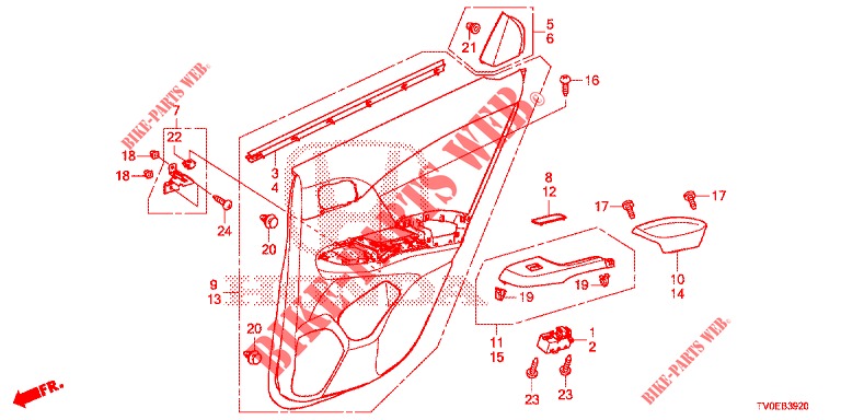 REAR DOOR LINING (4D)  for Honda CIVIC 1.4 EXECUTIVE TUNER LESS 5 Doors 6 speed manual 2014