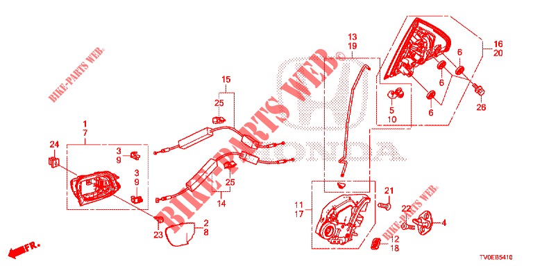 REAR DOOR LOCKS/OUTER HAN DLE  for Honda CIVIC 1.4 EXECUTIVE TUNER LESS 5 Doors 6 speed manual 2014
