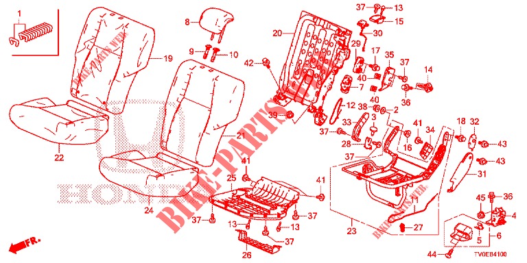 REAR SEAT/SEATBELT (G.) for Honda CIVIC 1.4 EXECUTIVE TUNER LESS 5 Doors 6 speed manual 2014