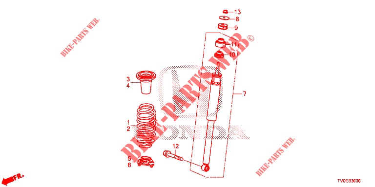 REAR SHOCK ABSORBER  for Honda CIVIC 1.4 EXECUTIVE TUNER LESS 5 Doors 6 speed manual 2014