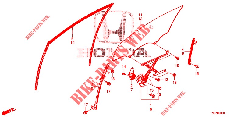 FRONT DOOR WINDOWS/REGULA TOR  for Honda CIVIC DIESEL 1.6 ELEGANCE 5 Doors 6 speed manual 2013
