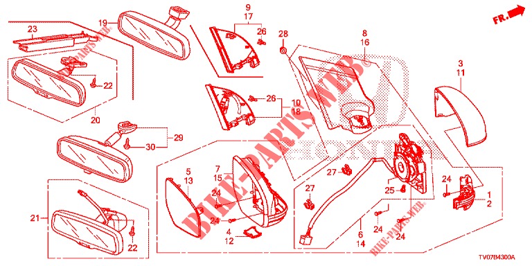 MIRROR/SUNVISOR  for Honda CIVIC DIESEL 1.6 ELEGANCE 5 Doors 6 speed manual 2013