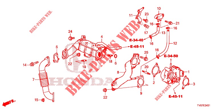 VALVE RECIRC. GAS ECHAP. LOW PRESSURE LOOP (DIESEL) (1.6L) for Honda CIVIC DIESEL 1.6 ELEGANCE 5 Doors 6 speed manual 2013