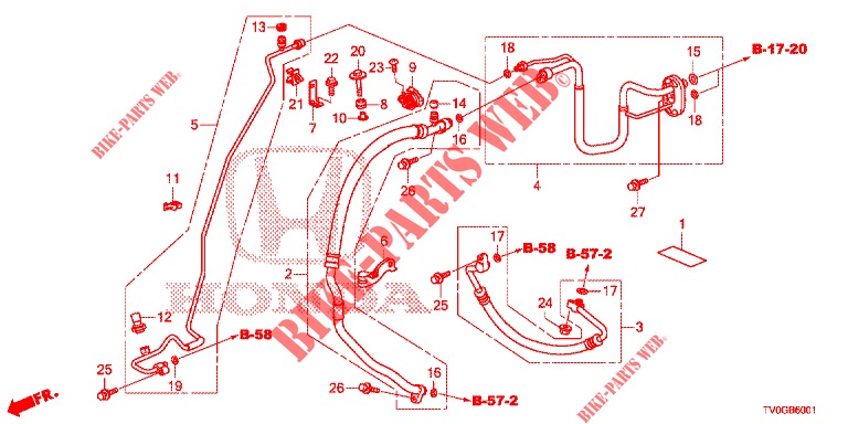 AIR CONDITIONER (DURITES/TUYAUX) (DIESEL) (LH) for Honda CIVIC DIESEL 1.6 EXECUTIVE 5 Doors 6 speed manual 2015