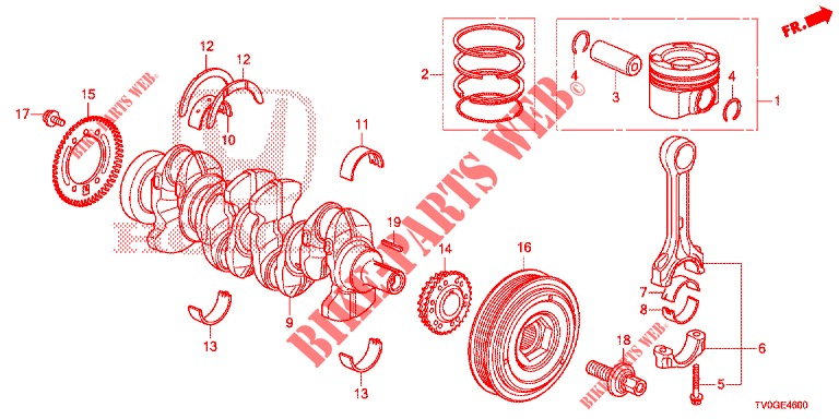 CRANKSHAFT/PISTON (DIESEL) for Honda CIVIC DIESEL 1.6 EXECUTIVE 5 Doors 6 speed manual 2015