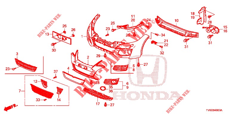 FRONT BUMPER  for Honda CIVIC DIESEL 1.6 EXECUTIVE 5 Doors 6 speed manual 2015