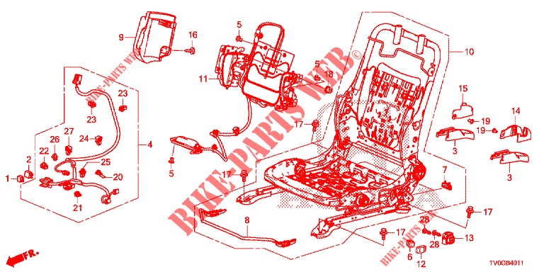 FRONT SEAT COMPONENTS (G.) (HAUTEUR MANUELLE) for Honda CIVIC DIESEL 1.6 EXECUTIVE 5 Doors 6 speed manual 2015