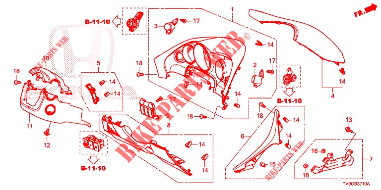 INSTRUMENT GARNISH (COTE DE CONDUCTEUR) (LH) for Honda CIVIC DIESEL 1.6 EXECUTIVE 5 Doors 6 speed manual 2015