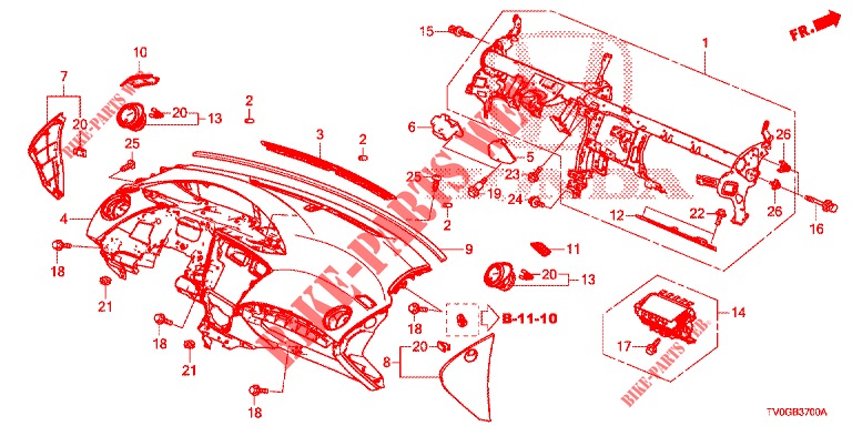 INSTRUMENT PANEL UPPER (LH) for Honda CIVIC DIESEL 1.6 EXECUTIVE 5 Doors 6 speed manual 2015