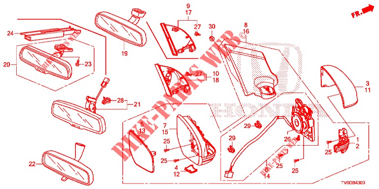 MIRROR/SUNVISOR  for Honda CIVIC DIESEL 1.6 EXECUTIVE 5 Doors 6 speed manual 2015