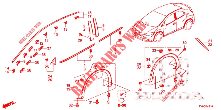 MOLDING/PROTECTOR  for Honda CIVIC DIESEL 1.6 EXECUTIVE 5 Doors 6 speed manual 2015
