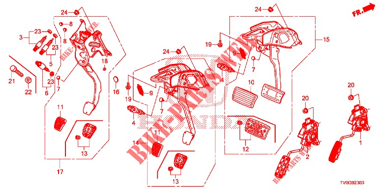 PEDAL (LH) for Honda CIVIC DIESEL 1.6 EXECUTIVE 5 Doors 6 speed manual 2015