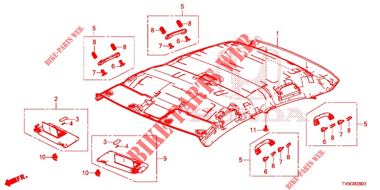 ROOF LINING  for Honda CIVIC DIESEL 1.6 EXECUTIVE 5 Doors 6 speed manual 2015
