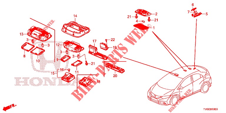 INTERIOR LIGHT  for Honda CIVIC DIESEL 1.6 EXECUTIVE EURO 6 5 Doors 6 speed manual 2015
