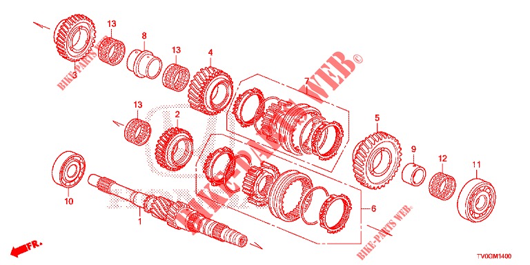 MAINSHAFT (DIESEL) for Honda CIVIC DIESEL 1.6 EXECUTIVE EURO 6 5 Doors 6 speed manual 2015