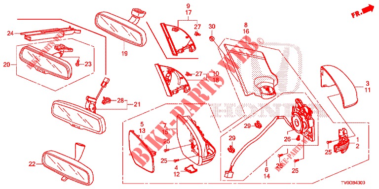 MIRROR/SUNVISOR  for Honda CIVIC DIESEL 1.6 EXECUTIVE EURO 6 5 Doors 6 speed manual 2015