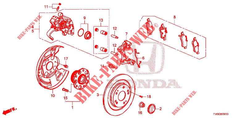 REAR BRAKE DRUM  for Honda CIVIC DIESEL 1.6 EXECUTIVE EURO 6 5 Doors 6 speed manual 2015