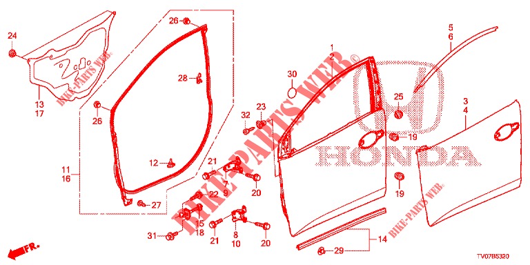 FRONT DOOR PANELS (2D)  for Honda CIVIC DIESEL 1.6 EXECUTIVE 5 Doors 6 speed manual 2013