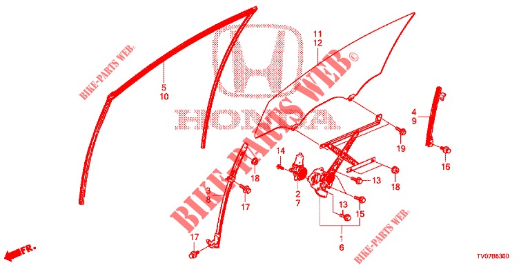 FRONT DOOR WINDOWS/REGULA TOR  for Honda CIVIC DIESEL 1.6 EXECUTIVE 5 Doors 6 speed manual 2013