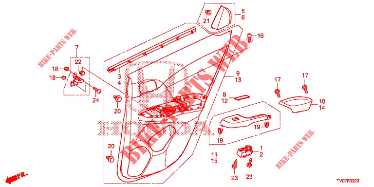 REAR DOOR LINING (4D)  for Honda CIVIC DIESEL 1.6 EXECUTIVE 5 Doors 6 speed manual 2013