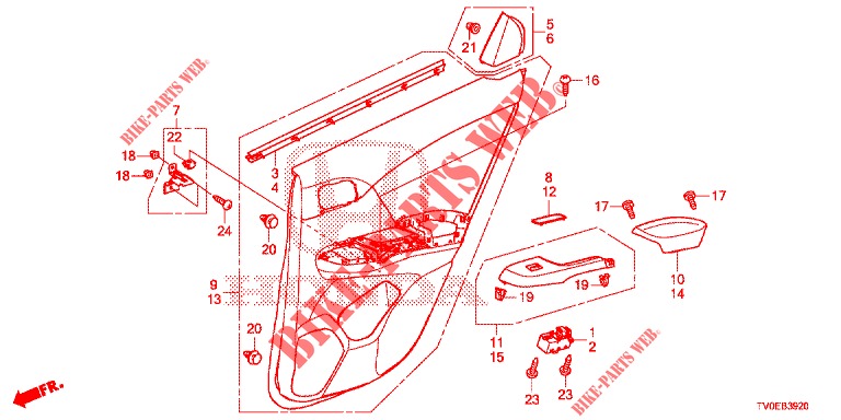 REAR DOOR LINING (4D)  for Honda CIVIC DIESEL 1.6 EXECUTIVE 5 Doors 6 speed manual 2014