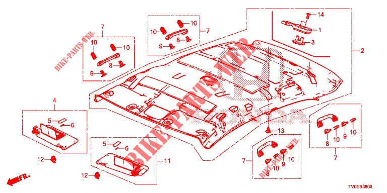 ROOF LINING  for Honda CIVIC DIESEL 1.6 EXECUTIVE 5 Doors 6 speed manual 2014