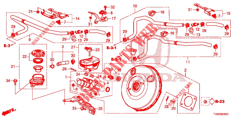BRAKE MASTER CYLINDER/MAS TER POWER (LH) for Honda CIVIC 1.8 EXECUTIVE 5 Doors 6 speed manual 2015