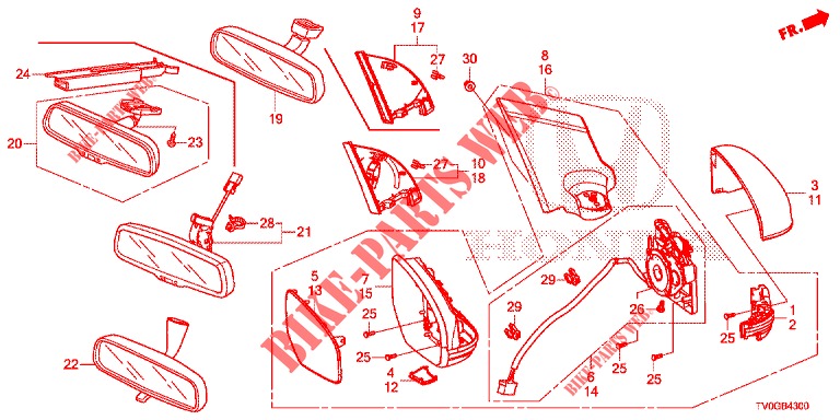 MIRROR/SUNVISOR  for Honda CIVIC 1.8 EXECUTIVE 5 Doors 6 speed manual 2015