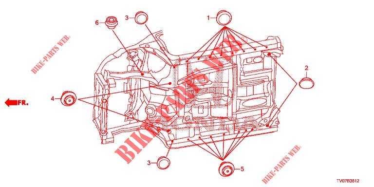 GROMMET (INFERIEUR) for Honda CIVIC 1.8 EXECUTIVE 5 Doors 6 speed manual 2012