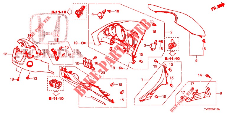 INSTRUMENT GARNISH (COTE DE CONDUCTEUR) (LH) for Honda CIVIC 1.8 EXECUTIVE 5 Doors 6 speed manual 2012