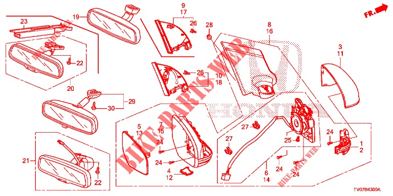 MIRROR/SUNVISOR  for Honda CIVIC 1.8 EXECUTIVE 5 Doors 6 speed manual 2012