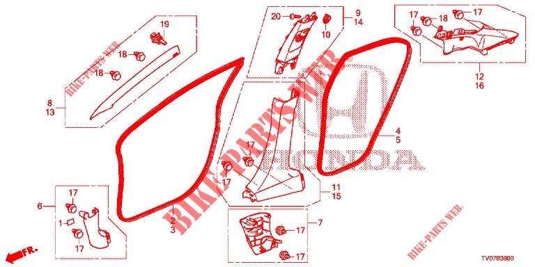 PILLAR GARNISH (LH) for Honda CIVIC 1.8 EXECUTIVE 5 Doors 6 speed manual 2012