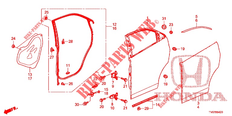 REAR DOOR PANELS (4D)  for Honda CIVIC 1.8 EXECUTIVE 5 Doors 6 speed manual 2012