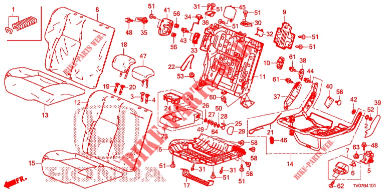 REAR SEAT/SEATBELT (D.) for Honda CIVIC 1.8 EXECUTIVE 5 Doors 6 speed manual 2012