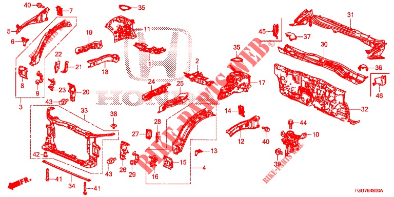 FRONT BULKHEAD/DASHBOARD  for Honda CIVIC  1.0 COMFORT 5 Doors 6 speed manual 2017