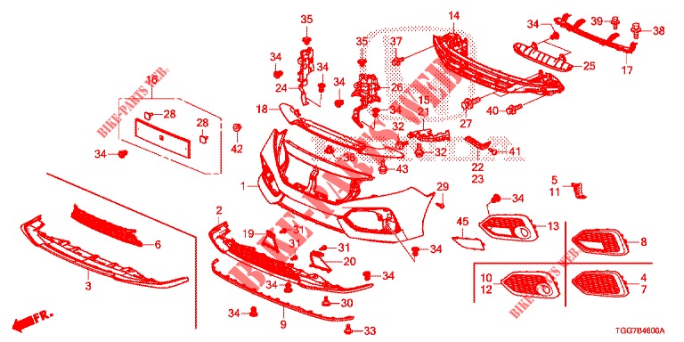 FRONT BUMPER  for Honda CIVIC  1.0 COMFORT 5 Doors 6 speed manual 2017
