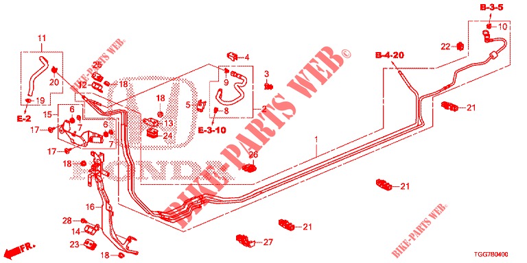 FUEL PIPE (1,0 L) (LH) for Honda CIVIC  1.0 COMFORT 5 Doors 6 speed manual 2017