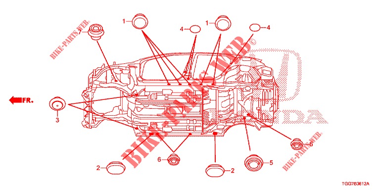 GROMMET (INFERIEUR) for Honda CIVIC  1.0 COMFORT 5 Doors 6 speed manual 2017