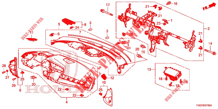 INSTRUMENT PANEL UPPER (LH) for Honda CIVIC  1.0 COMFORT 5 Doors 6 speed manual 2017