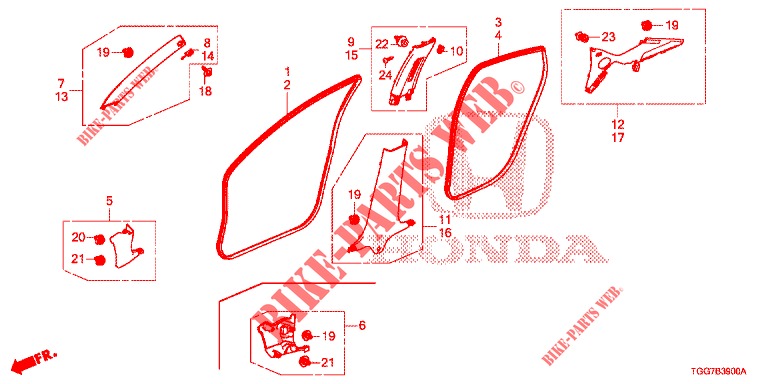 PILLAR GARNISH (LH) for Honda CIVIC  1.0 COMFORT 5 Doors 6 speed manual 2017