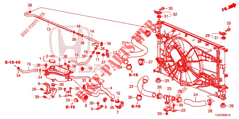 RADIATOR / EXPANSION TANK HOSE (1,0 L) for Honda CIVIC  1.0 COMFORT 5 Doors 6 speed manual 2017