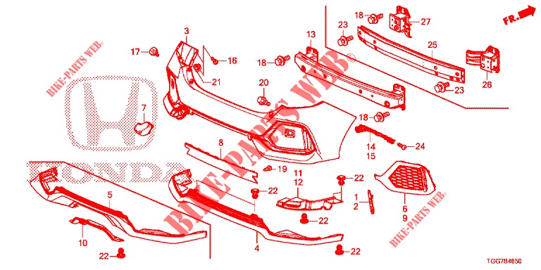 REAR BUMPER  for Honda CIVIC  1.0 COMFORT 5 Doors 6 speed manual 2017