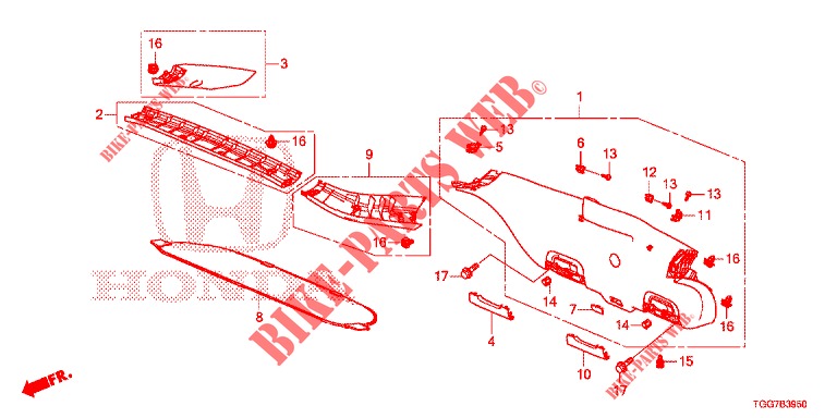 TAILGATE LINING/ REAR PANEL LINING (2D)  for Honda CIVIC  1.0 COMFORT 5 Doors 6 speed manual 2017