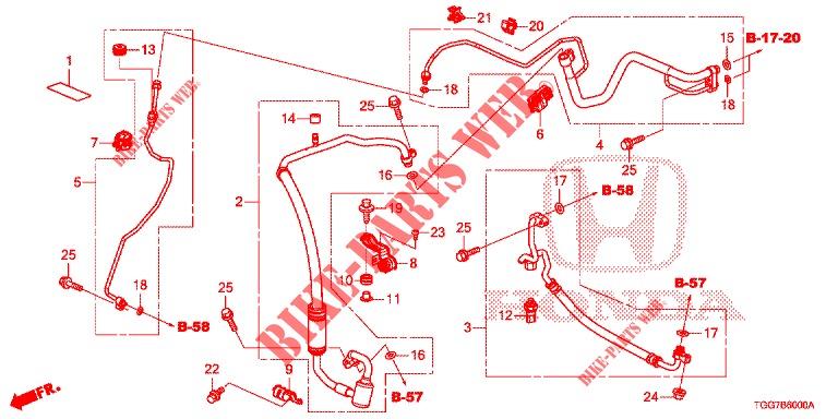 AIR CONDITIONER (FLEXIBLES/TUYAUX) (1,0 L) (LH) for Honda CIVIC 1.0 EXECUTIVE NAVI 5 Doors full automatic 2017