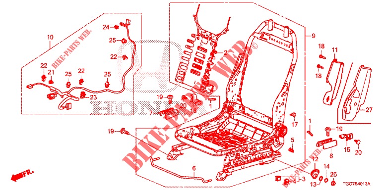 FRONT SEAT COMPONENTS (G.) (HAUTEUR MANUELLE) (2) for Honda CIVIC 1.0 EXCLUSIVE NAVI 5 Doors 6 speed manual 2017